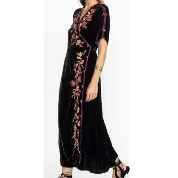 Johnny Was Lilith Maxi Wrap Dress In Black Embroidered XS - Picture 2 of 7